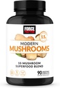 Factor de fuerza Mushrooms Capsules, Suplemento de novio con Lions Mane, Turquía Tail, & Cordyceps para apoyar energía, foco, inmunidad, " Digestión, 90 cápsulas vegetales