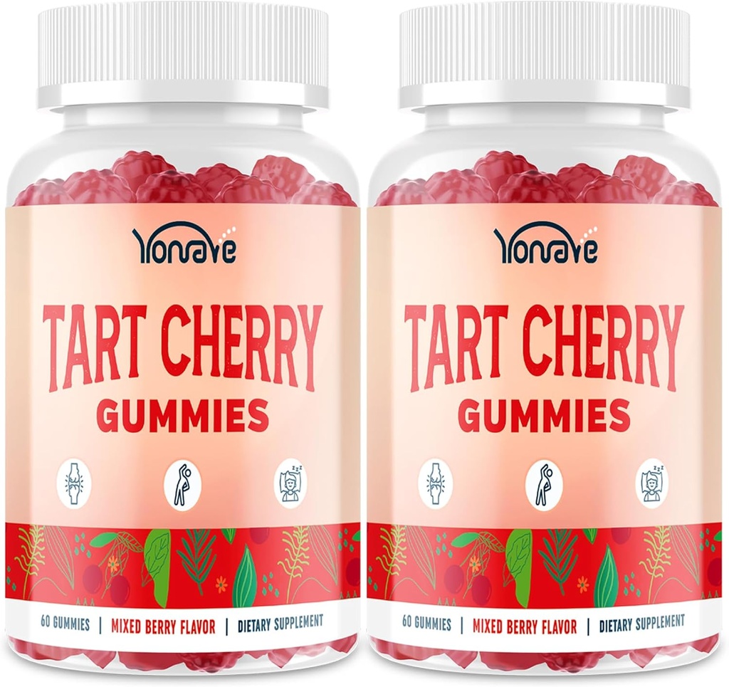 3300mg Tart Cherry Gummies for Uric Acid Cleanse, Sleep, Gout, Joint & Kidney Support – Tart Cherry Extract with Celery Seed, Melatonin, Vitamin C – Detox & Antioxidant – Mixed Berry Flavor, 120 Count