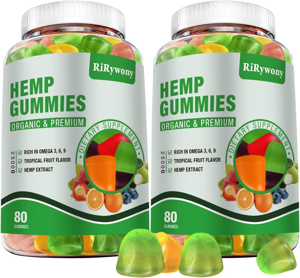Ganchos de cáñamo para dormir, dolor, ansiedad Gummies comestibles de alta potencia Extra fuerza aceite de cáñamo orgánico Extracto Gummy de oso vegano (2 paquetes)