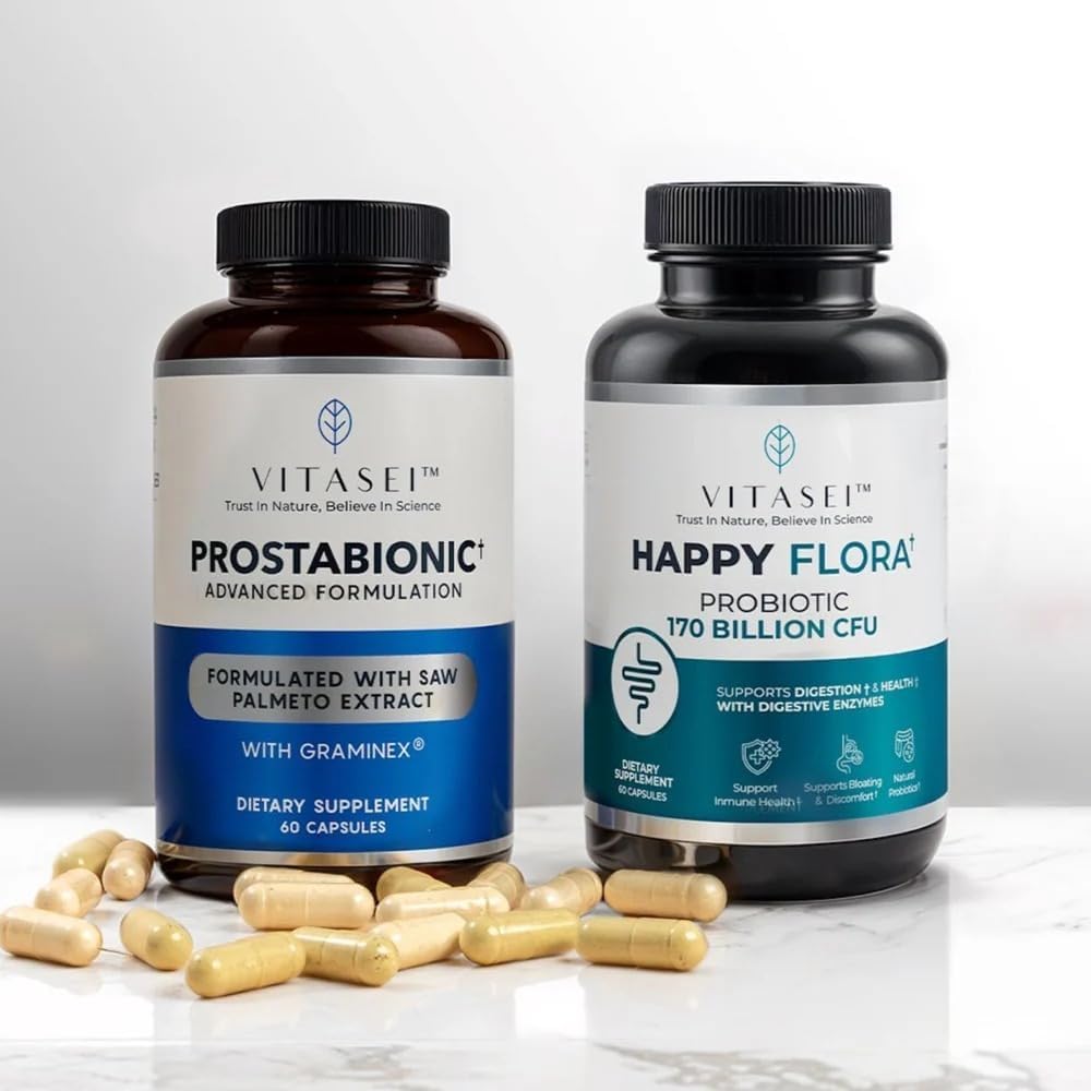 VITASEI Hombres Probiótico &amp; Prostate Health Bundle – Happy Flora for Gut Health &amp; Prostabionic for Prostate Support – Digestive Balance &amp; Prostate Comfort