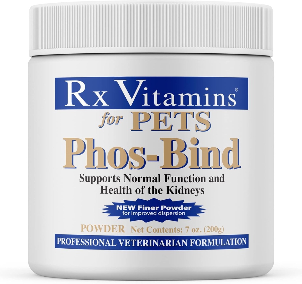 Vitaminas Rx Phos-Bind - Apoyo al Riñón Suplemento Polvo - Phosphate Binder for Cats & Dogs for Kidney Health - Supports Normal Kidney Cleanse and Essential Kidney Care - 200g