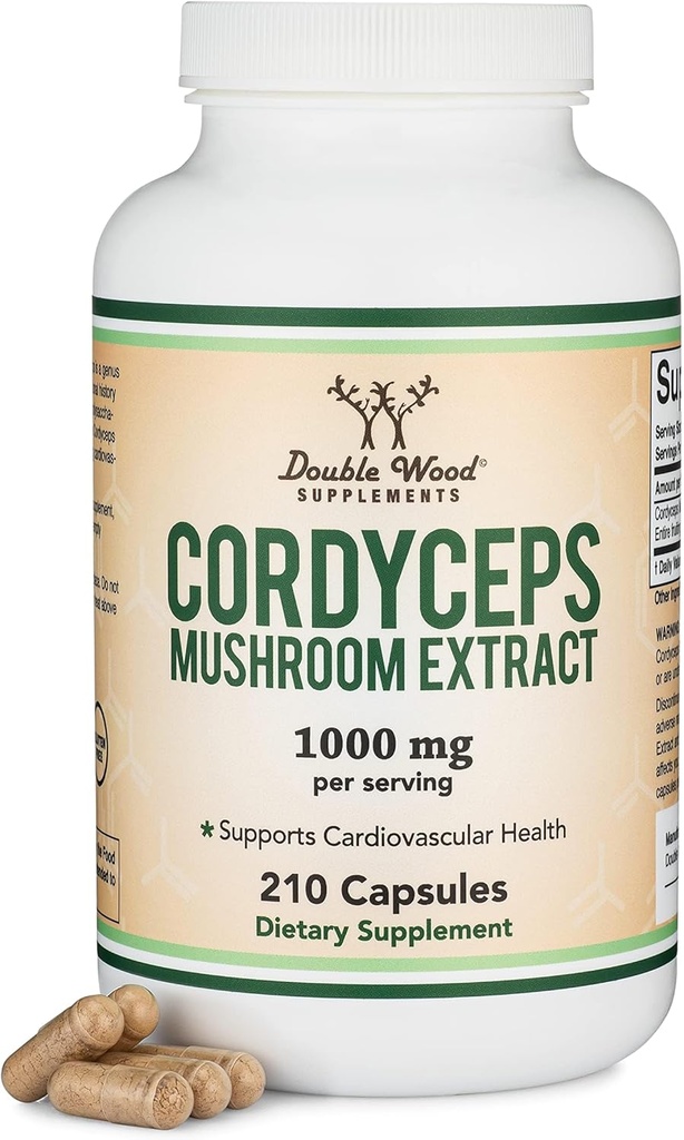 Cordyceps Capsules (Cordyceps Sinensis Mushroom Extract) 210 Conde, 3,5 Month Supply, 1.000MG (7% Polysaccharides with Alpha and Beta Glucans)