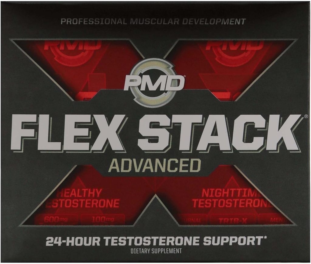PMD Sports Flex Stack Advanced 24-Hour Testosterone Stack for Lean Muscle Growth, Strength, Recovery, Libido y Restful Sleep - N-Test 600 Advanced / 90 Liquid T-Gels, Z-Test 90 Capsules ...