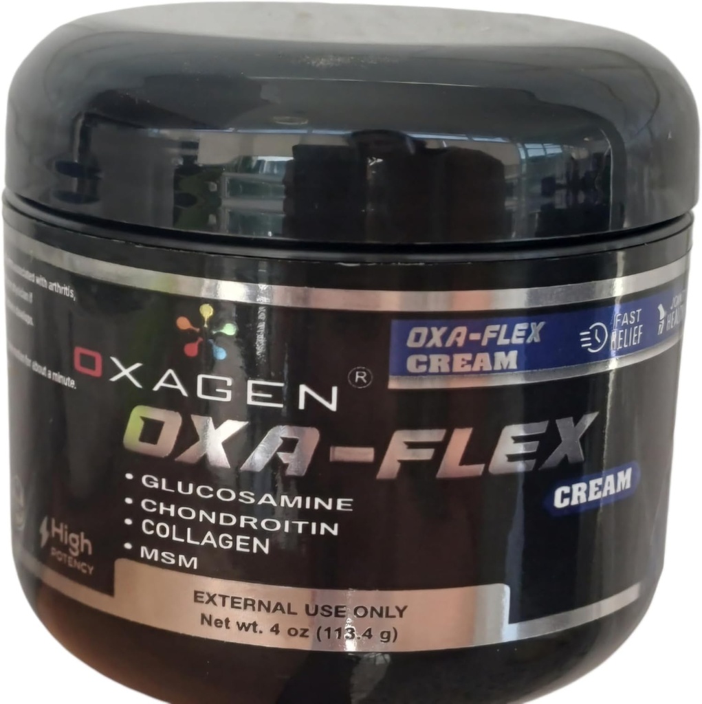 OXA-Flex Crema de Glucosamina " Condroitina con MSM " Collagen  tolera Natural Cream for Hombres " Mujeres que viven Soothe Joint, Bone &amp; Muscle Pains, Mejorar la movilidad, aliviar el malestar " acelerar la curación - 4 Oz