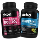 Myo-Inositol & D-Chiro Inositol &amp; Berberine Supplement Capsules - Soporte Equilibrio hormonal, Ciclo Menstrual Regular, Salud de las Mujeres - 1200mg Berberine Pills for Healthy Metabolism