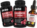 Kidney Cleanse & D Mannose Supplements - Kidney Detox &amp; Bladder Support Liquid Drops Supplement, D-Mannose 500mg 1000mg Capsules - DMannose Cranberry, Support Kidneys, Bladder & Urinary Tract Health