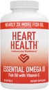 Heart Health Essential Omega 3 Fish Oil with Vitamin E - High Potency Omega 3 Fish Oil Supplement with EPA & DHA - Burpless Softgels from Sardines &amp; Anchovies - Non-GMO, Gluten Free - 60 Servings