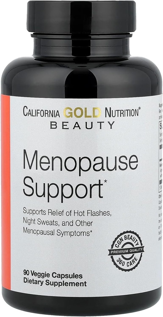 California Gold Nutrition Beauty, Menopause Support with Angelica gigas, Cynanchum wilfordii, Phlomis umbrosa y L-Leucine, 90 Veggie Capsules