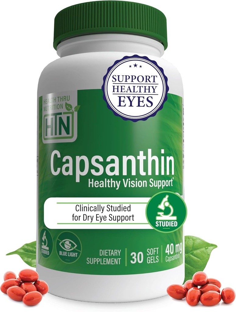 Salud Thru Nutrición Capsanthin 40mg - Ultimate Eye Supplement TEN Healthy Vision Support &amp; Blue Light Protection Dry Eye Relief as CapsiClear Derived from Capsicum Annuum ← Pack of 30