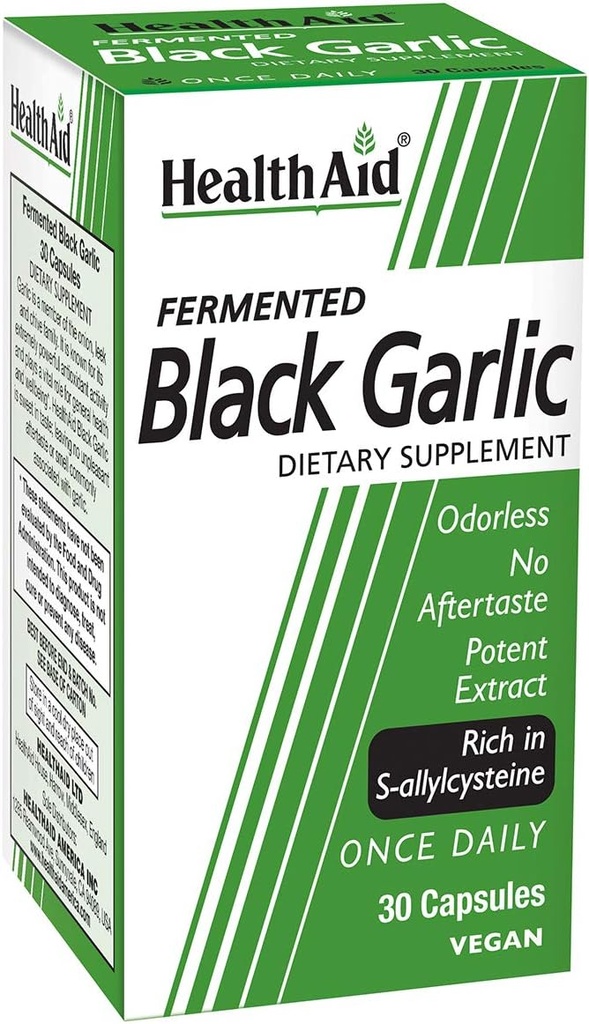 HealthAid Fermented Black Garlic – Once-Daily Odorless Softgel TENIDO 30 Softgels TEN Rich in S-Allylcysteine ANTE Vegan " Non-GMO