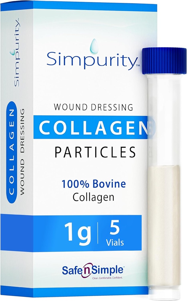Powdered Collagen Wound Dressing - Box of Powder Vial 1g, 5 Pack - Wound Healing Supplement in Vials - Healing Collagen Dressing for Wounds - Powder Collagen Wound Healing Supplements