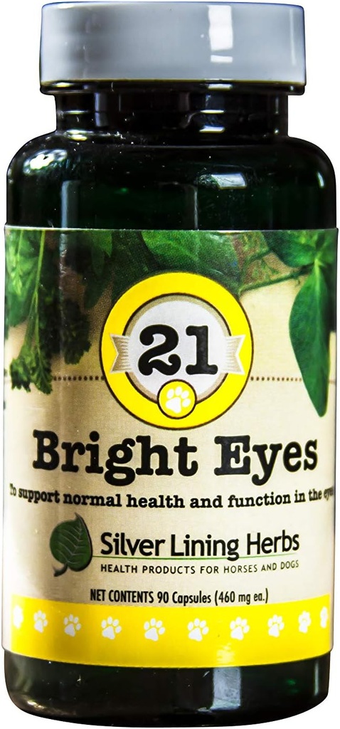Herbs de forro de plata 21 Ojos brillantes - Soporta la salud de los ojos del perro - Mantiene los niveles minerales normales para los ojos del perro - hierbas naturales que apoyan la salud de los ojos caninos a largo plazo - 90 cápsulas