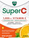 Vicks Super C Energizar + Reponer Suplemento dietético de día con vitamina C, vitaminas B, té verde, ginseng y extractos de Turmérica para ayudar a reponer vitaminas esenciales*, 28 cápsulas