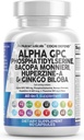 Nutracéuticos limpios Alpha GPC Choline Phosphatidylserine Bacopa Monnieri Ginkgo Biloba Huperzine Un suplemento con Urdine Lions Mane Cats Claw NAC Vitamin C B D E