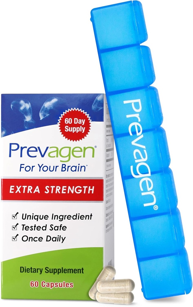 Prevagen Extra Strength - 60 Capsules (2 Mes de Suministro) ← Formulado para su cerebro Silencio 20 mg de Apoaequorin Plus Vitamina D3 con 7-Day Pill Minder