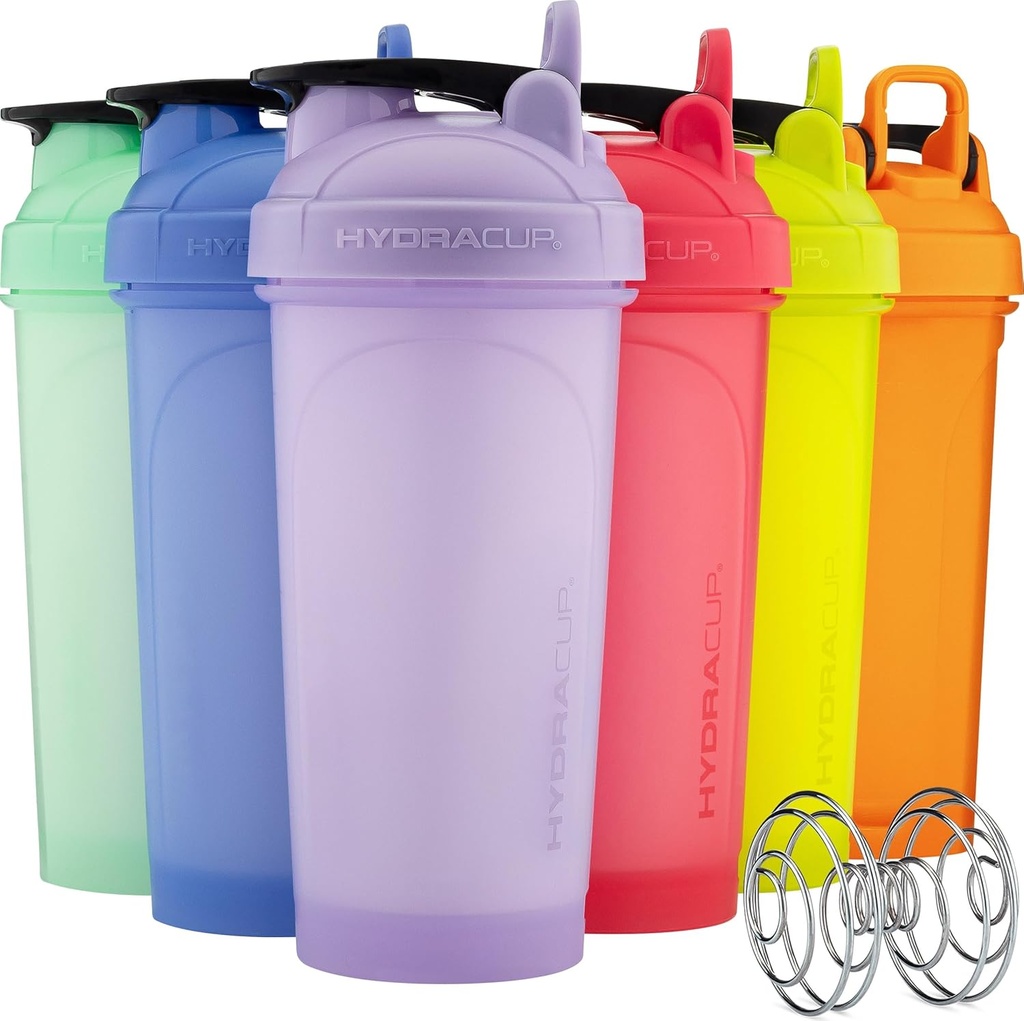 Hydra Cup ProFlow Shaker Botellas 6-Pack (28oz) ← Protein Shaker Cups with Whisk Ball, Leak-Proof Lid, Hidden Carry Handle ← BPA-Free Gym Mixer for Protein Powder, Mixing Supplements, Pastel Colors