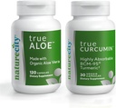 NatureCity Joint Support Bundle Todd True-Aloe Made with Organic AloeVera, 120 Capsules + True-Curcumin with 500mg of Highly Absorbable BCM-95 Curcumin + Turmeric Essential Oil, 30 Capsules