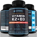 K2 D3 Suplemento de vitamina 5000 Iu - para huesos más saludables, sangre, corazón y mejor inmunidad - Ausorción de calcio mejorada con bioperina - 100% natural y libre de alérgenos - Vitamina D3 K2 Mk7 5000 Iu