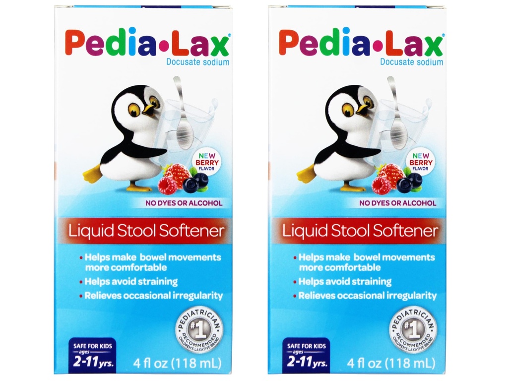 Pedia-Lax Liquid Stool Softener for Kids, Ages 2-11, Berry Flavor, 4 Fl Oz (Pack of 3) El embalaje puede variar