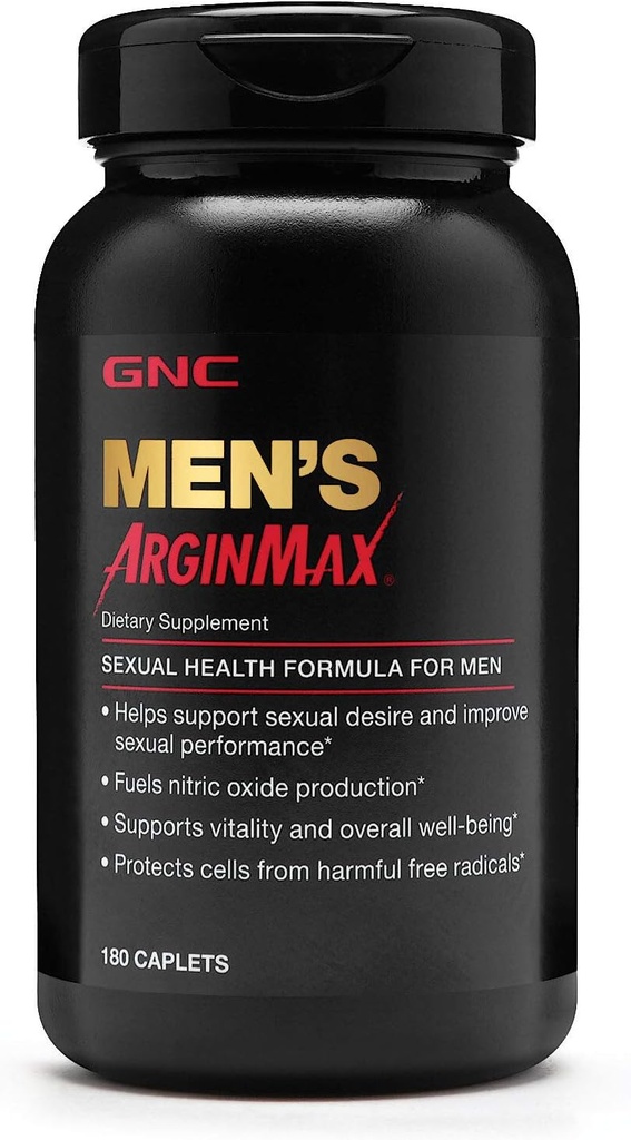 GNC Hombres Arginmax Suplemento de Salud Sexual para Hombres, 180 Conde, apoya flujo sanguíneo y vitalidad
