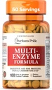 Fórmula multienzima de Puritan, Ayuda Digestiva para proteínas, grasas y carbohidratos, Suplemento dietético para la digestión y el apoyo saludable de Gut, 50 Day Supply, 100 Easy to Swallow Coated Tablets