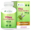 Puramente Holistic Chasteberry Vitex Suplemento 650mg - 4 Month Supply 120 Vegan Capsules Agnus-Castus Chaste Tree Berry Capsules apoya el equilibrio hormonal normal para las mujeres