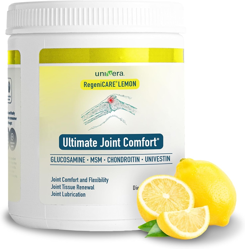 Univera RegeniCARE Canister, Glucosamine, Condroitin, MSM, Univestin, Restores Cartilaje, Soporta Confort Conjunto + Movilidad + Flexibilidad, Fuente de 30 días (Lemon Flavor)