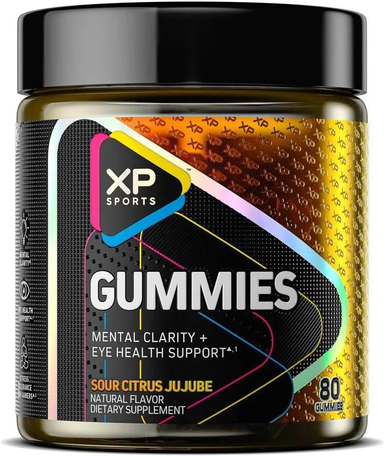 Performance Deportes Gummies – Claridad mental " Apoyo a la salud ocular, Sour Citrus Jujube Flavor, Cognitive Focus " Vision Care Supplement, 80 Gummies