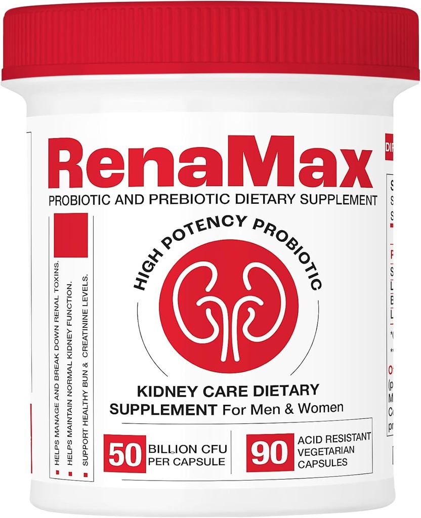 Capsule Kidney Restores " Kidney Care Supplement - Probiotic " Prebiotic Supplement to Support Normal Kidney Function - 50 Billion CFU per Capsule - Made in U.S.A (90 Caps (1 Pack))