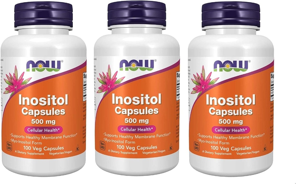 NOW Foods Foods Inositol 500mg,100 Capsules (Pack of 3)