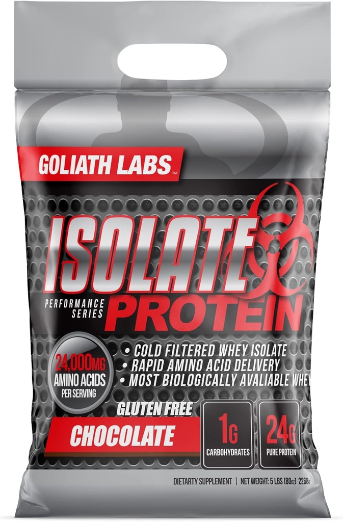 Goliath Labs Isolate Protein Powder [5 lbs/Pack of 1/Chocolate] –Nutrition Isolate Protein, 24g Pure Protein, 7.75g BCAAs, Muscle Building Protein Powder (Packaging May Vary) – Diet & Sports Nutrition