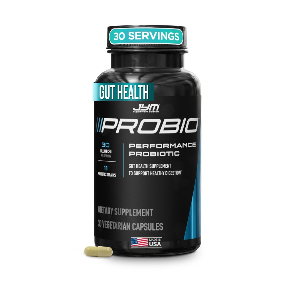 ProBio JYM Performance Probiotic, Heart, Gut, Immune Health, Athletic Recovery y Body Composition for Men &amp; Women, 30 Day Supply