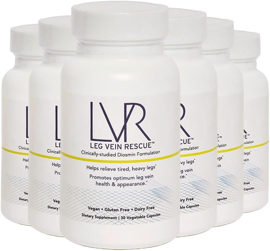 Clinically Studied Diosmin Varicose Vein and Leg Circulation Support 120 Day Supply - Spider Veins & Leg Edema Relief Citrus Bioflavonoids Natural Health Supplement (6 Bottles)