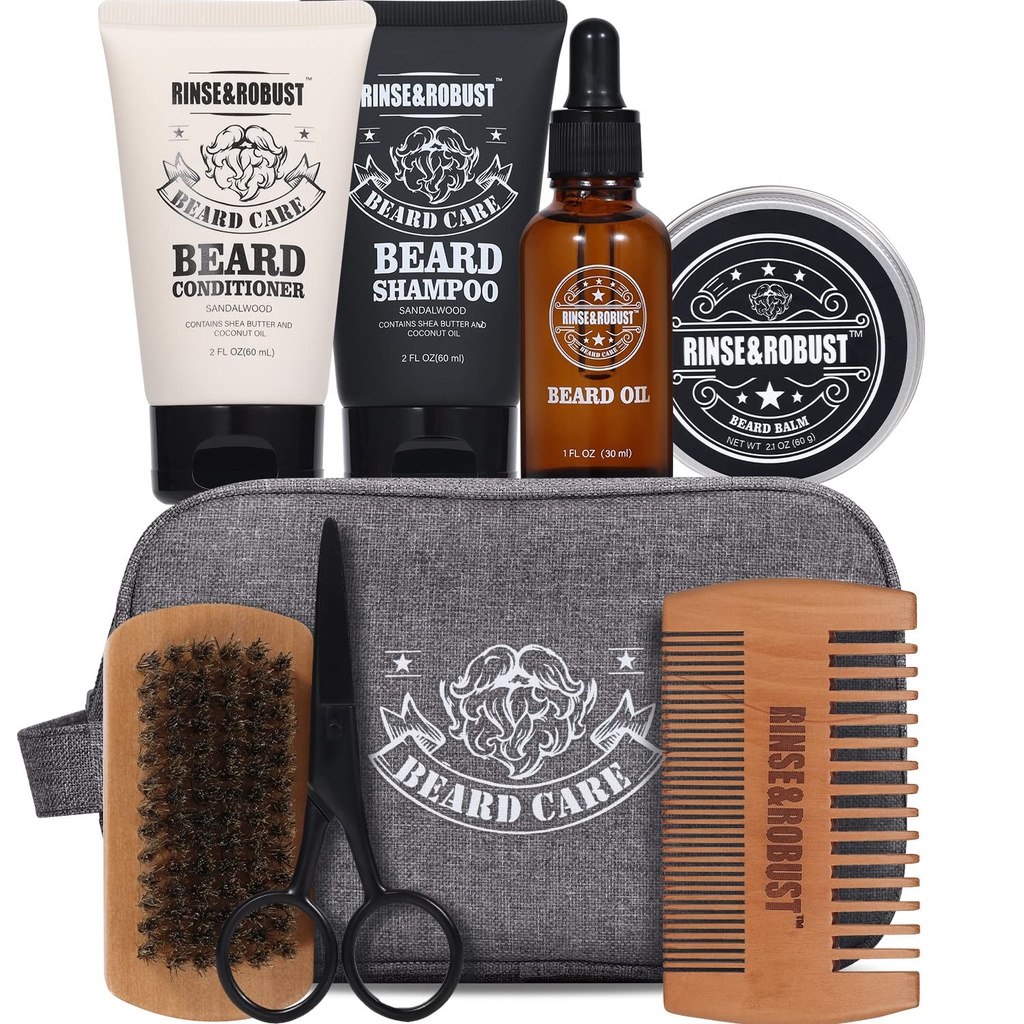 Rinse &amp; Robust Beard Kit Beard Cuidado de la barba Juego de regalo para hombres Beard Travel Set para Hombres Travelling Bag para Hombres