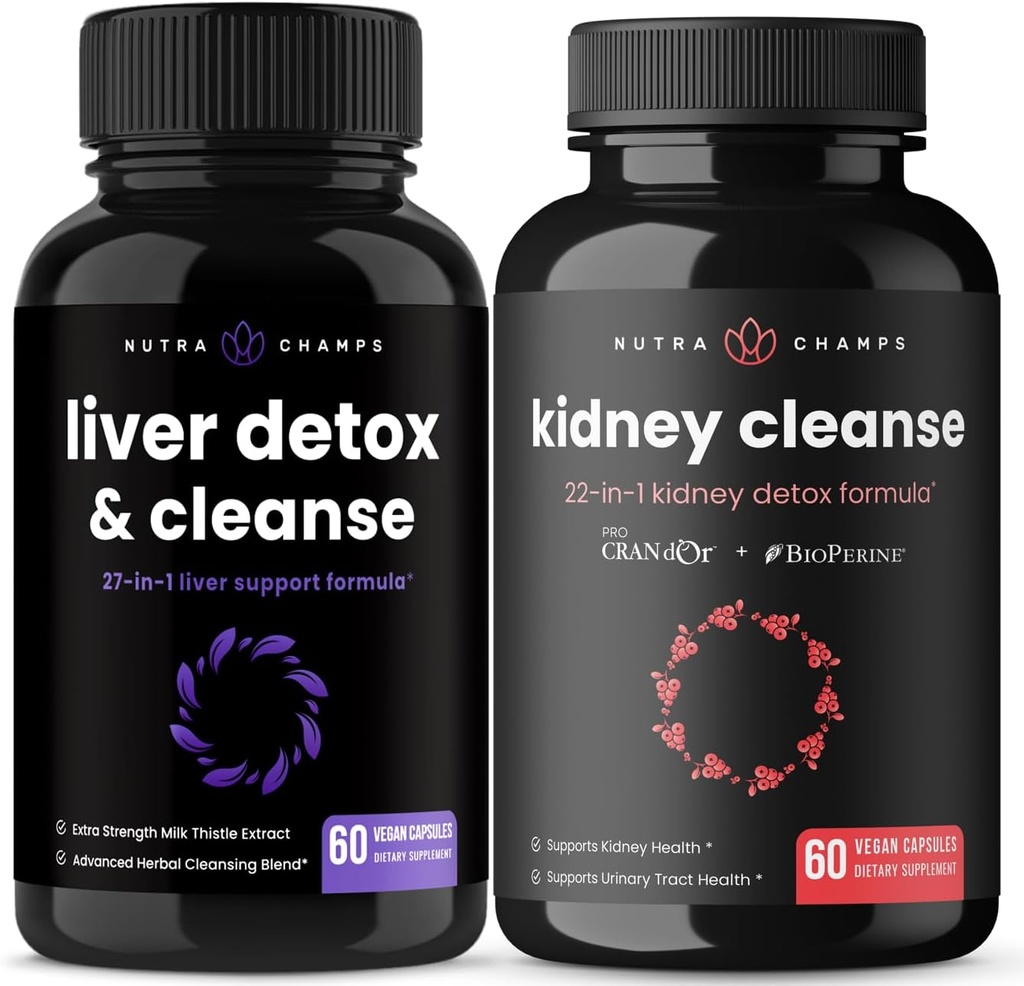 NutraChamps Liver Cleanse Capsules y Kidney Cleanse Capsules 2 Pack Bundle