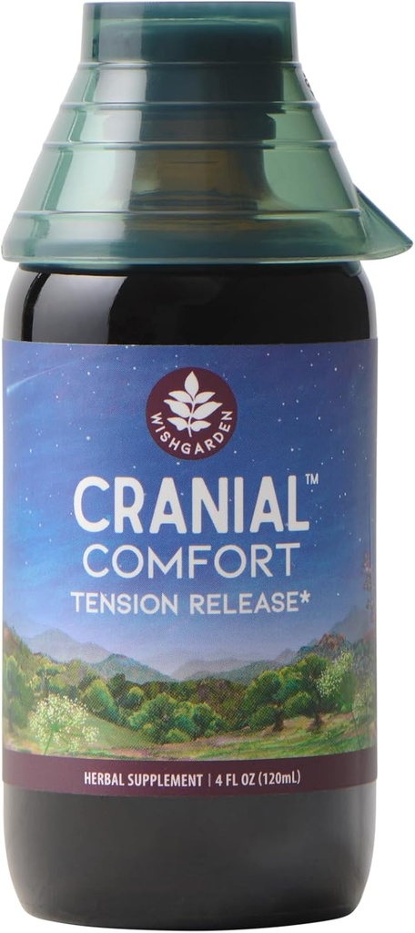 WishGarden Herbs Cranial Comfort - Suplemento Herbal de base vegetal con extracto de corteza de sauce blanco, Lavender &amp; Scullcap admite la liberación de la cabeza, la tensión de los hombros, la tensión de estrés &amp; músculo, 4oz