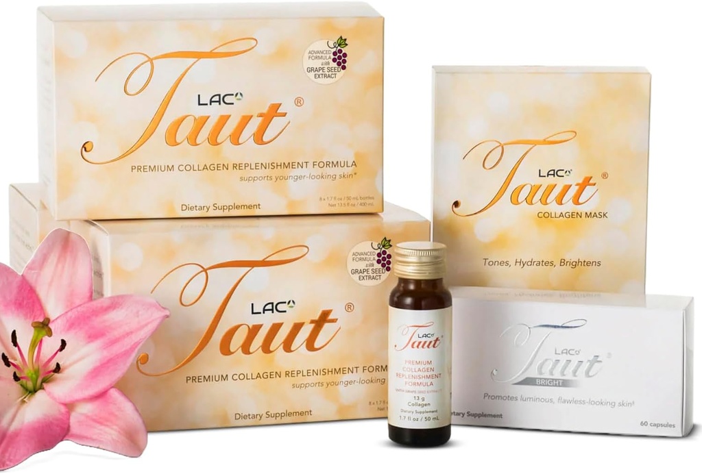 TAUT Premium Advanced Collagen - Liquid Collagen for Women Collagen Drink Advanced Formula for Hydration, Vitamins C, Wrinkles, Fine Lines and Sagging Skin - Best Liquid Collagen