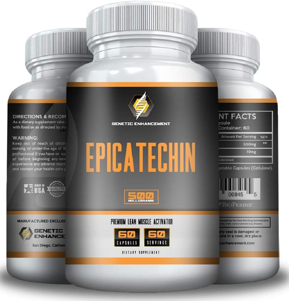 EPICATECHIN - 500MGs Por Serving - 60 Servings and 1000MGS Por Serving - 30 Servings - Max Strength - May Reduce Myostatin - May Increase Lean Muscle and Strength - Helps In Protein Synthesis
