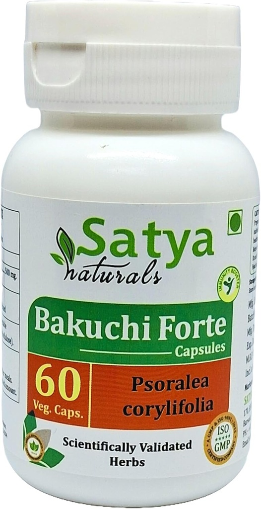 Bakuchi Forte Capsule 500 mg. 60 Veg. Capsule | Bakuchi (Psoralea Corylifolia) Extract Capsules for Men and women | Ayurvedic Herbal Supplement/Remedies | 10:1 Forte (1 Bottle of 60 Capsules)