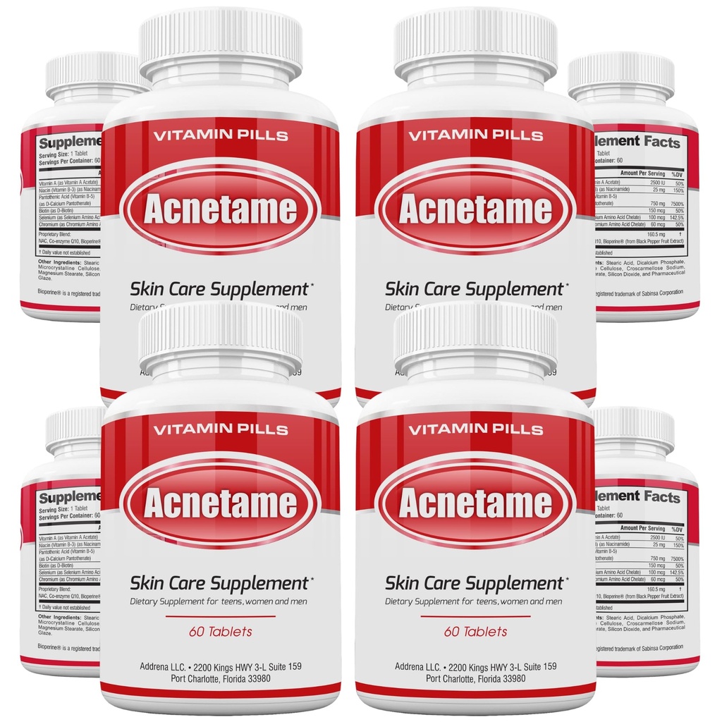4 Pack- Suplementos de vitaminas para el tratamiento del acné- Tablas de granos hormonales para limpiar la piel de aceite para mujeres, hombres, adolescentes y adultos