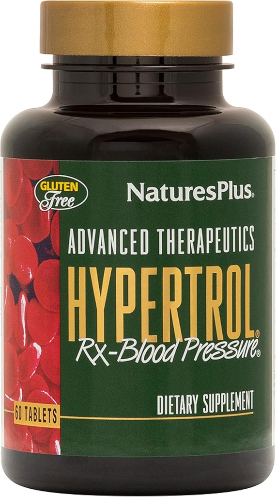 Natures Plus Advanced Therapeutics Hypertrol Rx Blood Pressure - 60 Tablets Vegetarianos - Magnesium & Chromium Supplement with Botanical Herbs - Gluten-Free - 30 Servings