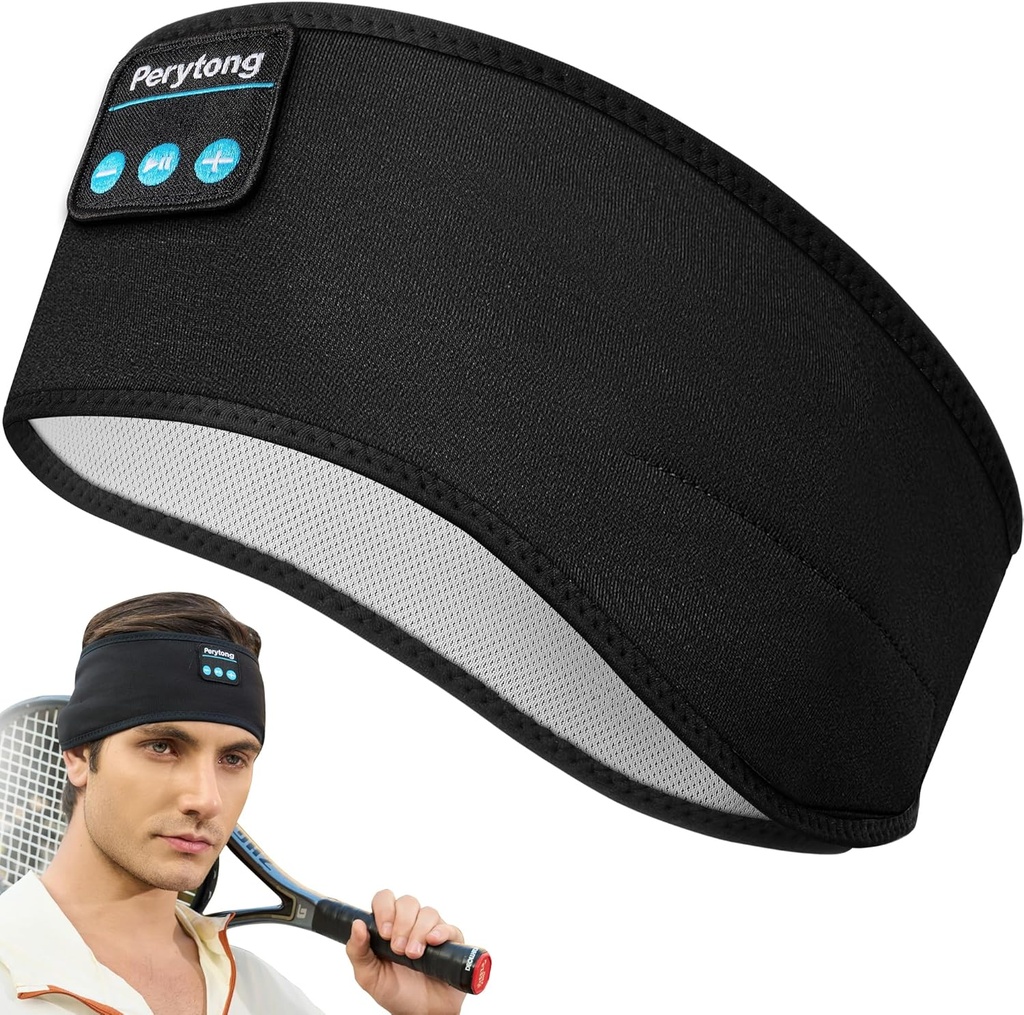 Auriculares para dormir de Perytong Wireless, Auriculares para bandas de Bluetooth con altavoces de Stereo HD Ultra-Thin, Unisex, Perfecto para dormir, entrenamiento,Jogging,Yoga,Insomnia, Viajes aéreos, Meditación