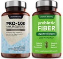 Vitamina Bounty Pro-100 Probióticos & Prebiótico Fiber Bundle: Ultimate Gut Health Support with 13 Strains, 100 Billion CFUs, Zinc &amp; Vitamin C, Delayed Release Capsules - 90 cápsulas