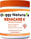 RenaCare K es para Renal K (Potasio Gluconato) Potasio Suplemento Polvo para perros y gatos, (4 oz) con Chicken Liver Flavor - 215 Nivel Scoop (Made is U.S.A)