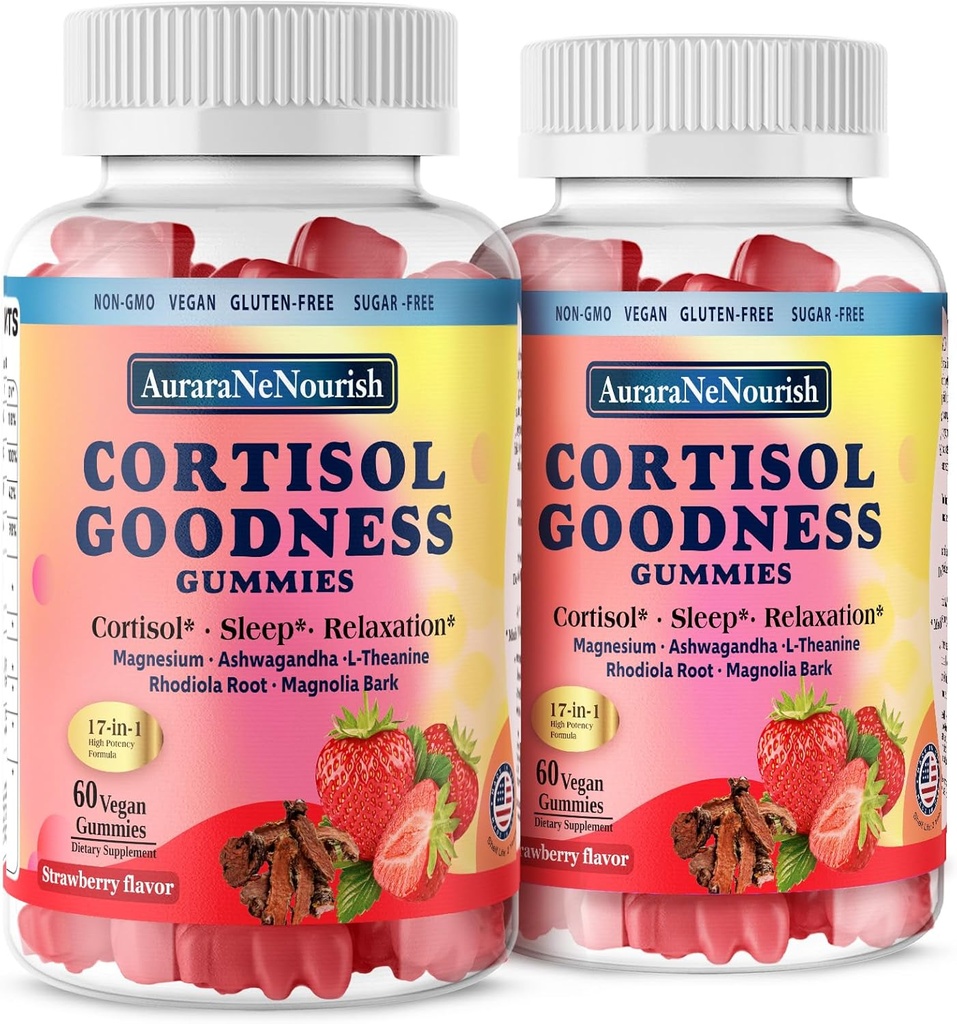 2 Packs Cortisol Suplementos para la Armonía Hormona, 17-en-1 Cortisol Gummies for Women &amp; Men Cortisol Reductor con Ashwagandha, Rhodiola Rosea, Holy Basil, Valerian for Stress Relief & Cortisol Balance