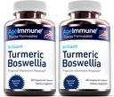 Suplemento Turmérico con 65% Boswellia Serrata Extracto con Pimienta Negra como Bioperina - Inulina - Curcumina Turmérica 95% Extracto para la Respuesta de Inflamación Saludable y Gut Health - 60 cápsulas - 2 Pack
