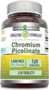 Amazing Formulas Chromium Picolinate Supplement | 1000 Mcg | 120 Tablets | Non-GMO | Gluten-Free | Made in USA