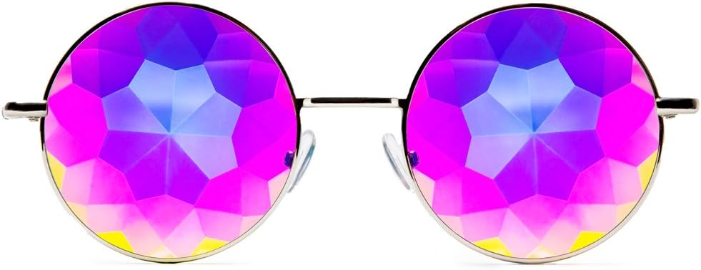 GloFX Imagine Kaleidoscope Glasses - Marco de metal - Rainbow Diffraction Rave EDM Festival