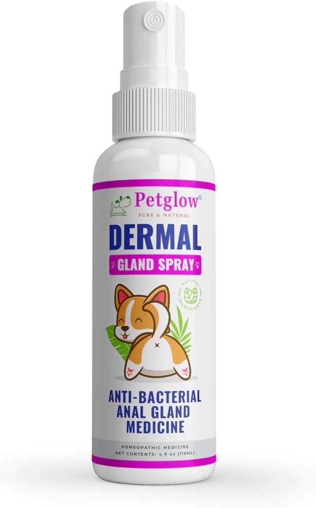 Petglow Anal Gland Medicina, Limpieza anal para perros, Anal Gland Support, Pet Grooming Spray, Trucos y Previene Perro Anal Gland Infección, Feline Anal Gland Relief Hygiene Spray - 4 fl oz
