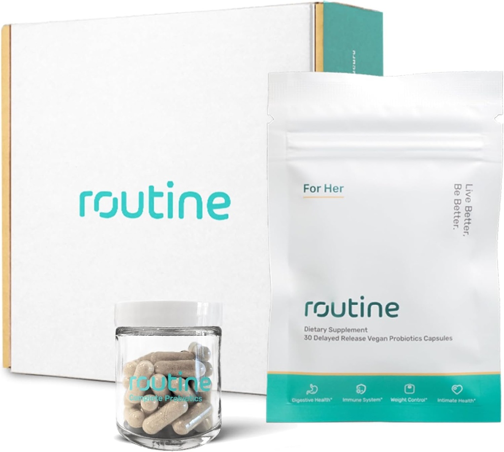 Probióticos diarios de mujeres de rutina para la salud digestiva y femenina - 24 millones CFU 30 cápsulas - Probióticos orgánicos gratis para mujeres - Jarrón de vidrio gratis